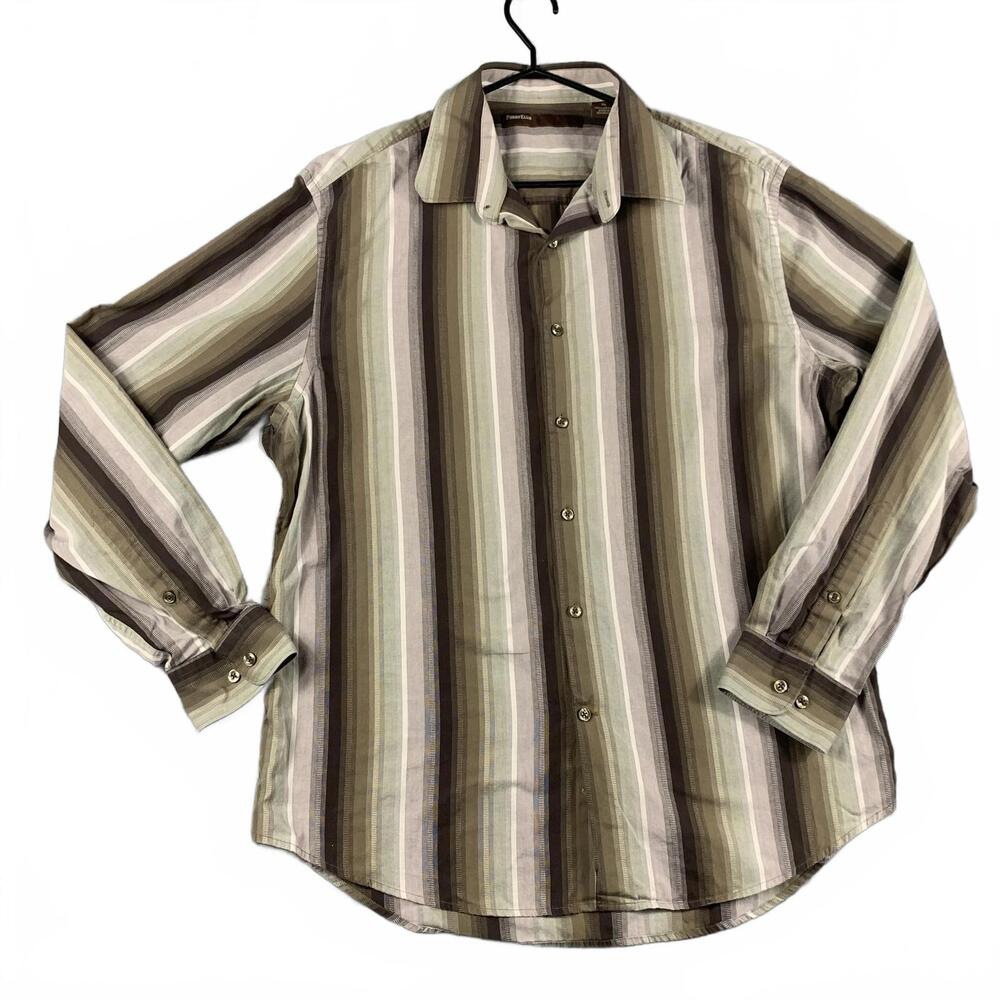 Perry Ellis Mens XL Striped Long Sleeve Shirt Stylish Casual Wear